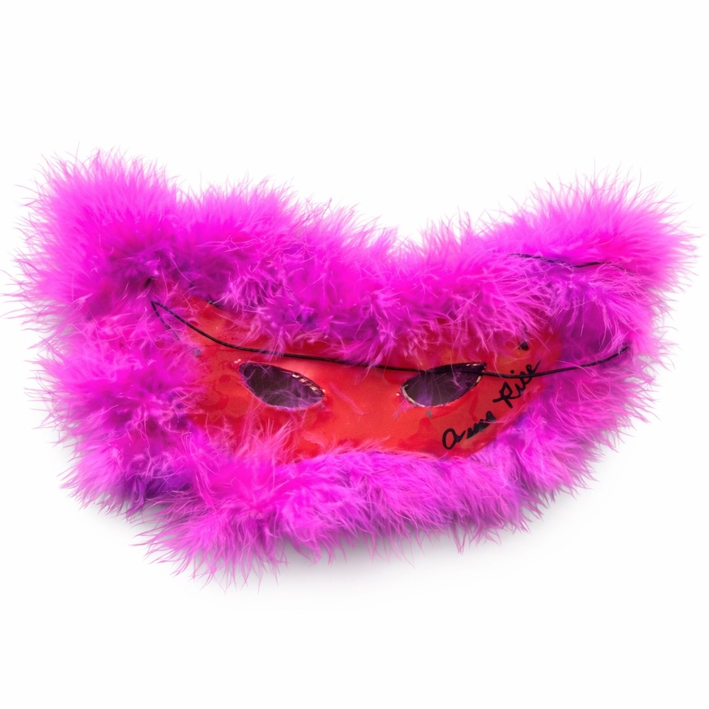 Anne Rice Signed Mardi Gras Feather Mask Autographed New Orleans Collectible